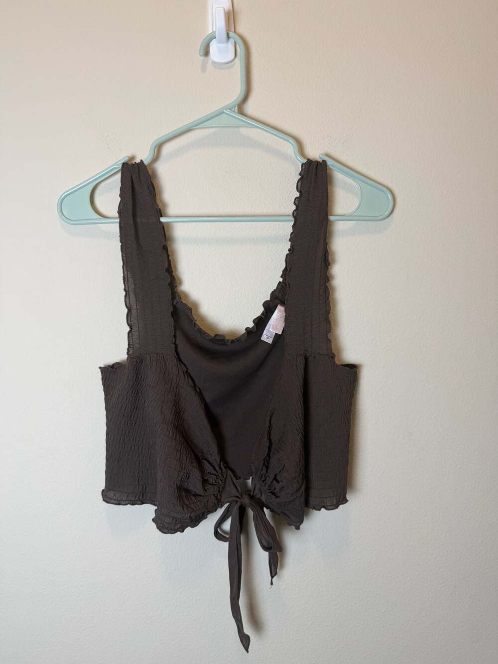 Victoria's Secret Tank Top Size M Brown Tie-Front Ruffle